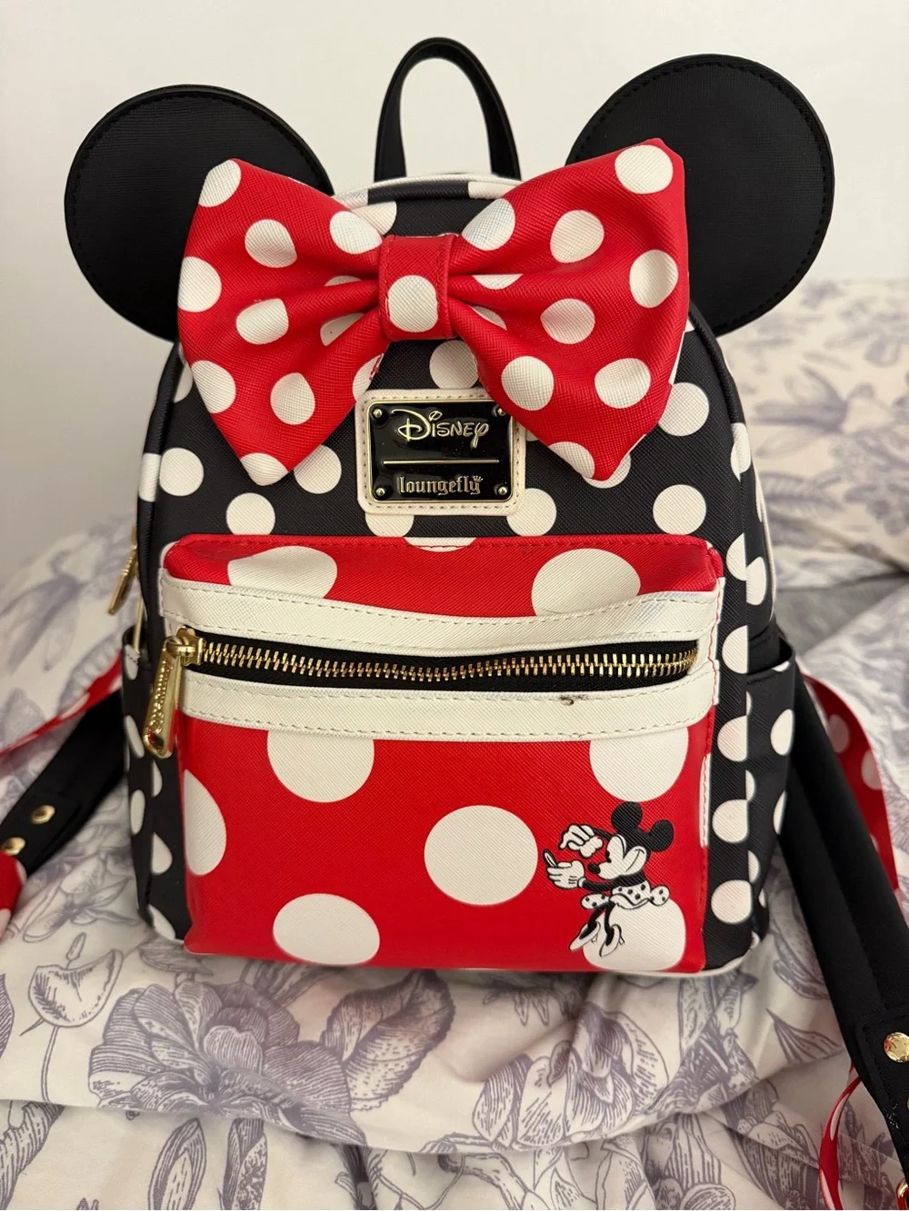 Loungefly Disney Minnie Mouse Polka Dot Black Red White Mini Backpack