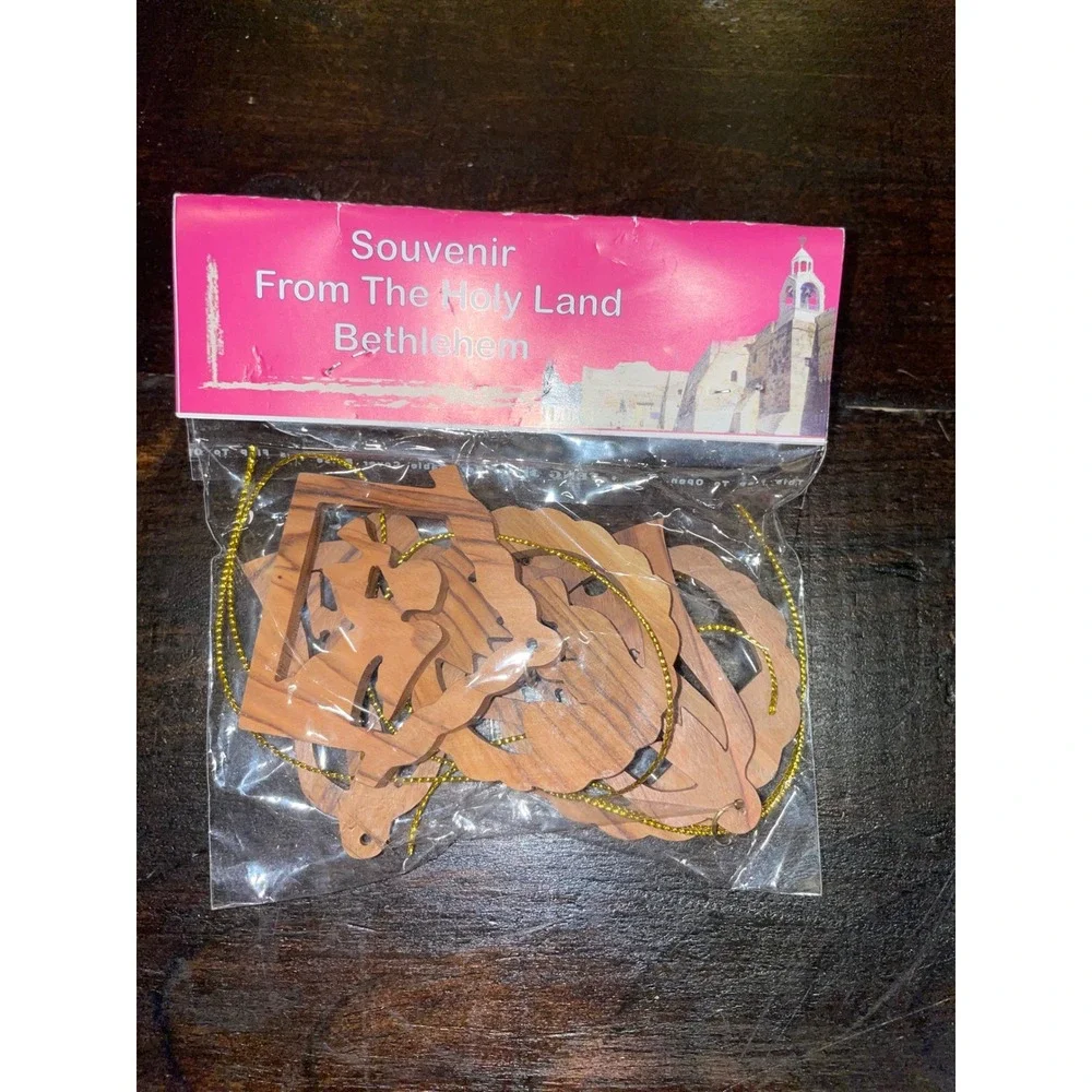 Bethlehem Holy Land Souvenir Olive Wood Ornaments Nativity Christmas Set 10‎