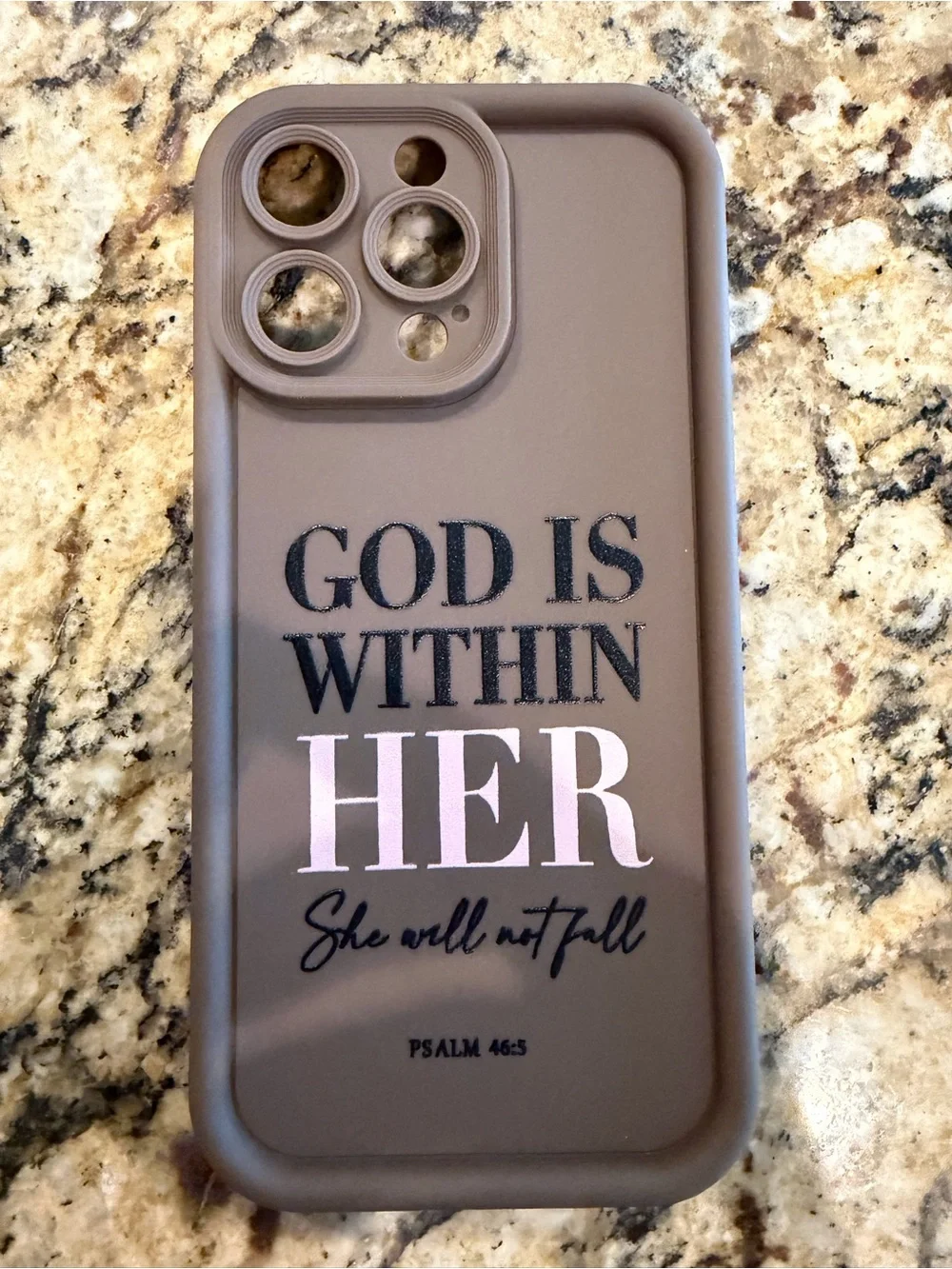 God Is Within Her Brown Phone Case - Inspirational Scripture Design
