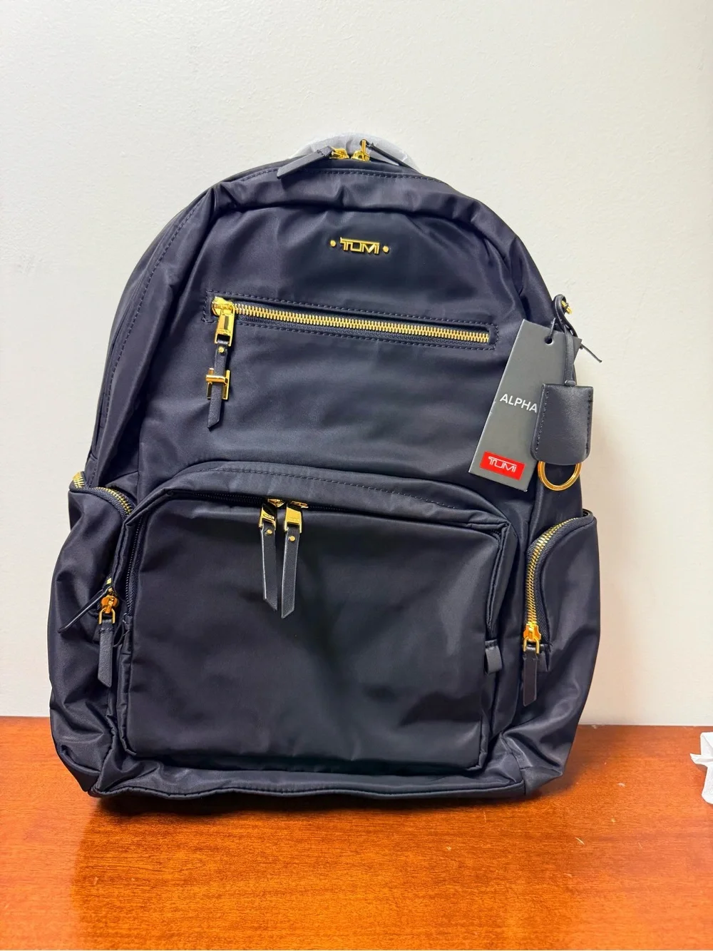 Tumi Black Nylon Backpack with Gold-Tone Hardware