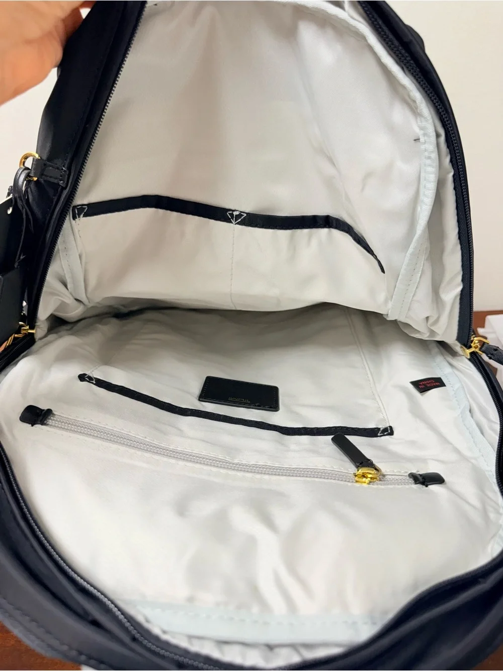 Tumi Black Nylon Backpack with Gold-Tone Hardware