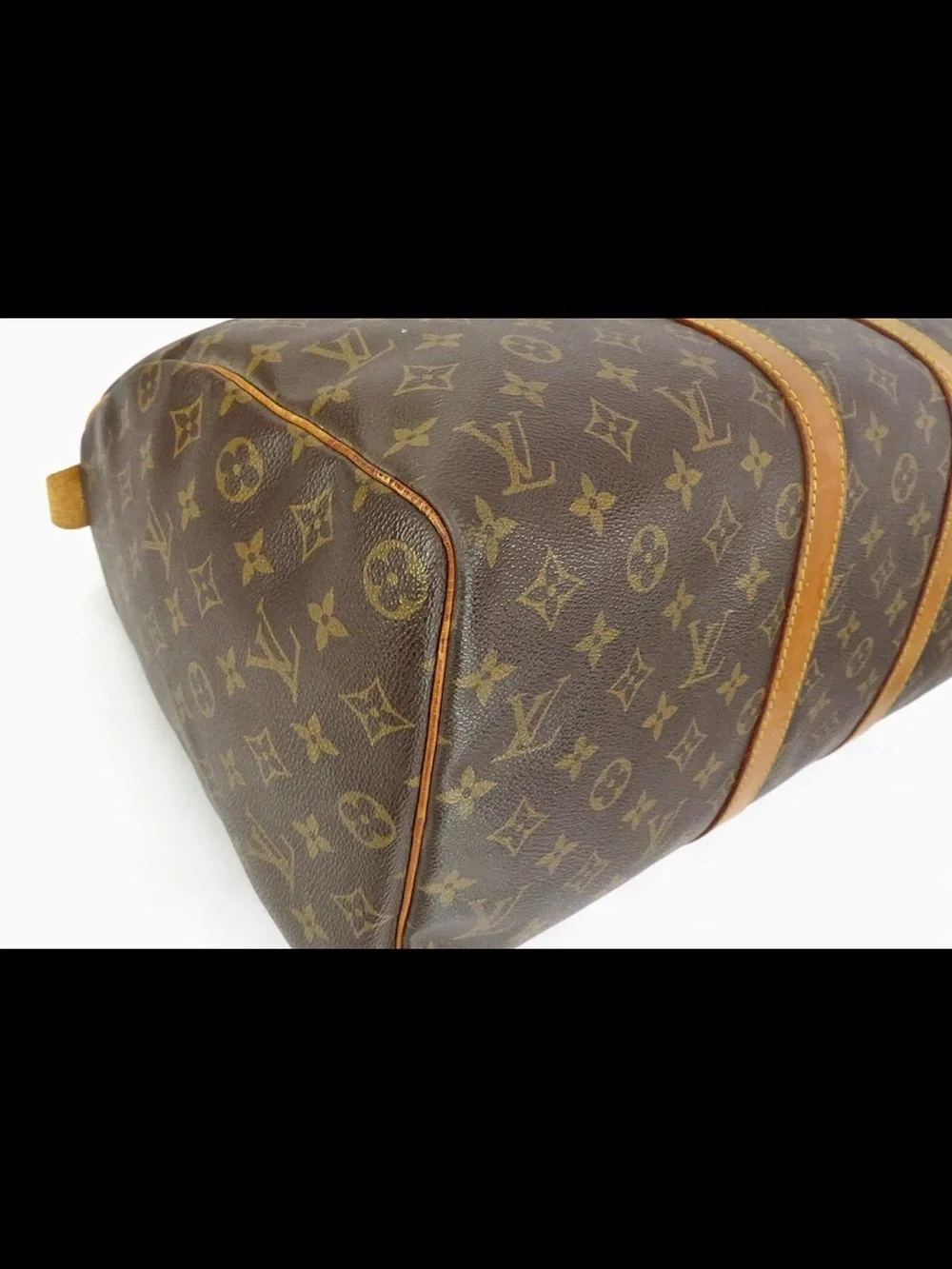 Louis Vuitton Brown Monogram Canvas Duffle with Tan Leather Trim