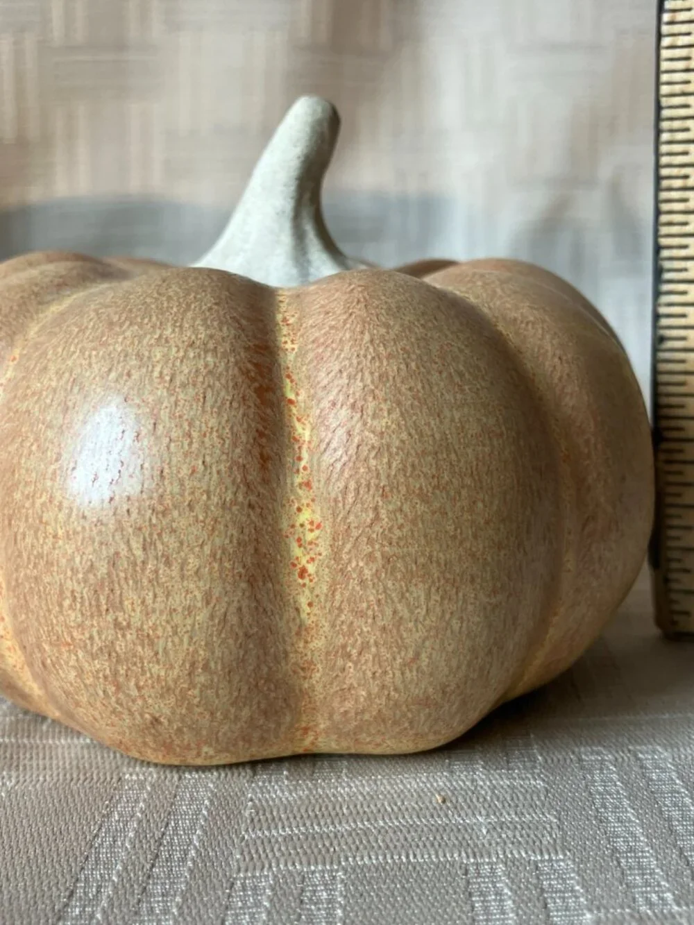 Decorative Ceramic Pumpkin Small Round Speckled Tan, Yellow & Orange Fall