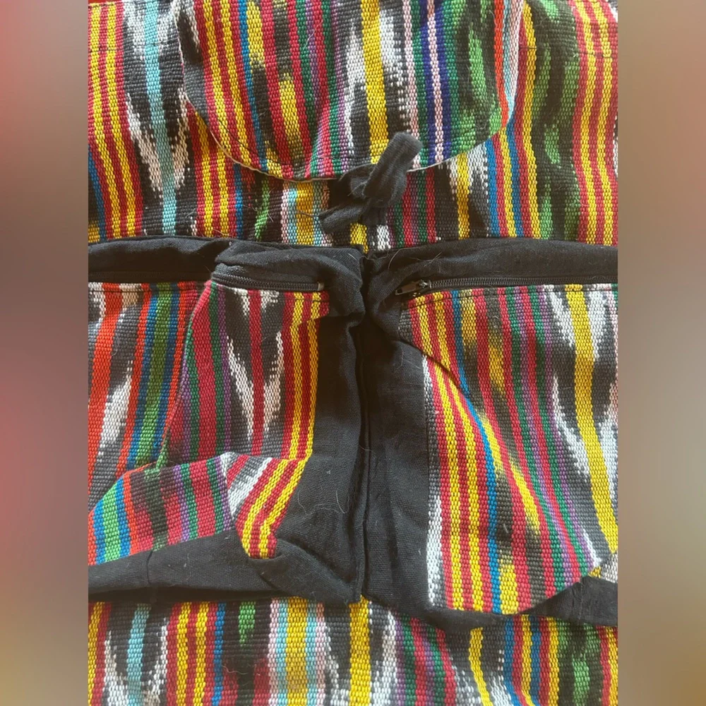 Guatemalan Boho Rainbow Woven Cotton Backpack