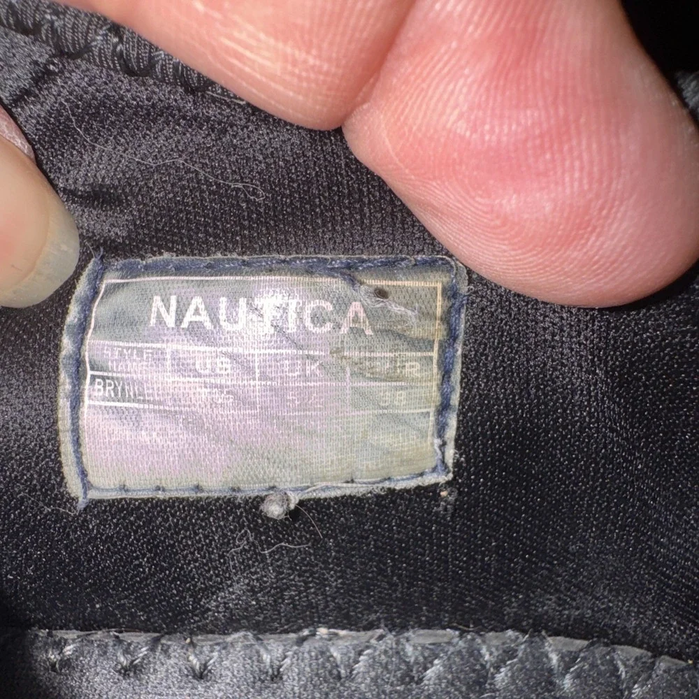 Nautica Coaster Men 7.5Comfort Shoe Slip On Walking Black/Red Casual Sneaker