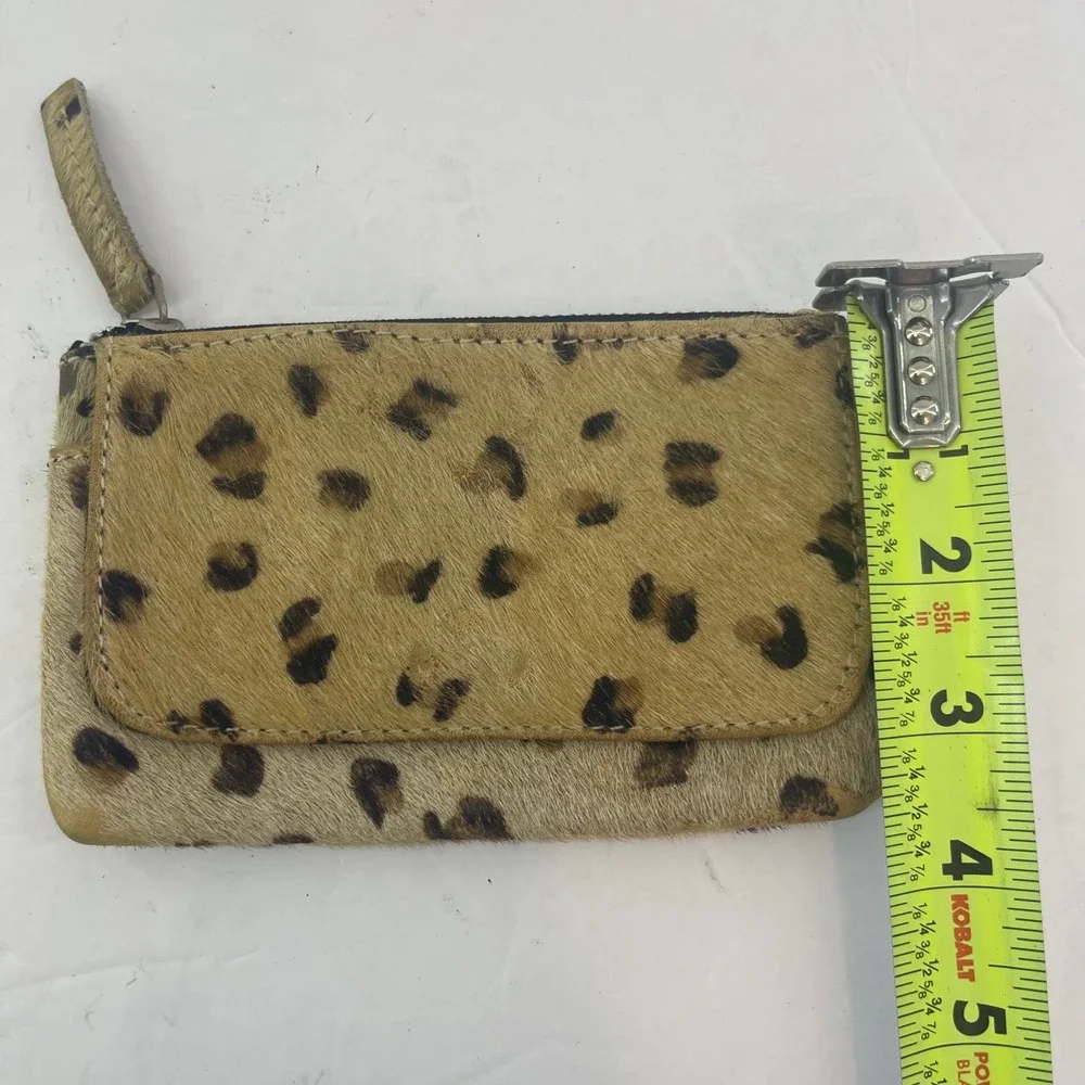 Deena‎ & Ozzy Leather Coin Purse Leopard Print Zip Flap Pouch Western Festival