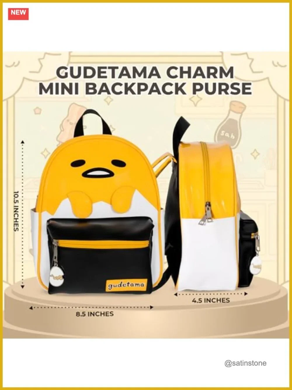 Gudetama Mini PU Leather Backpack Purse with Epoxy Charm