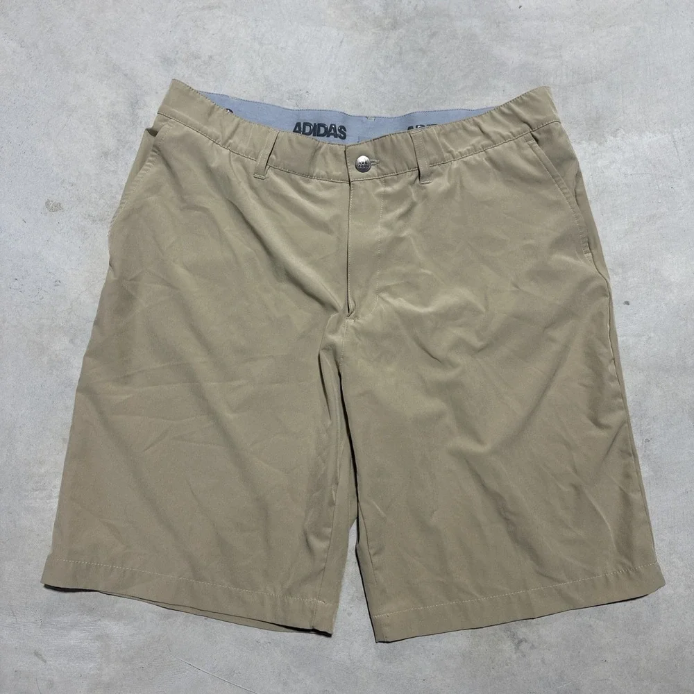 Adidas Golf Shorts Men's SZ 36 Khaki Athletic Stretch Shorts Activewear Grippy