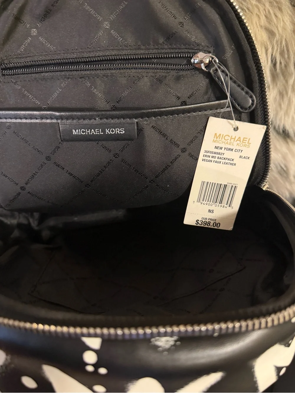 Michael Kors Graffiti Erin Black & White Logo Medium Backpack - NWT