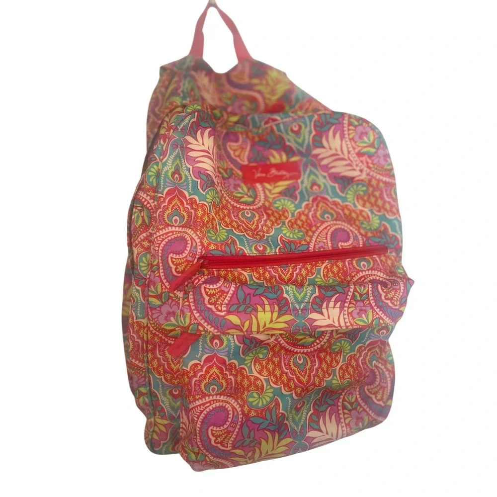 Vera Bradley Light Up Grande Backpack Paisley in Paradise Pink Orange Blue