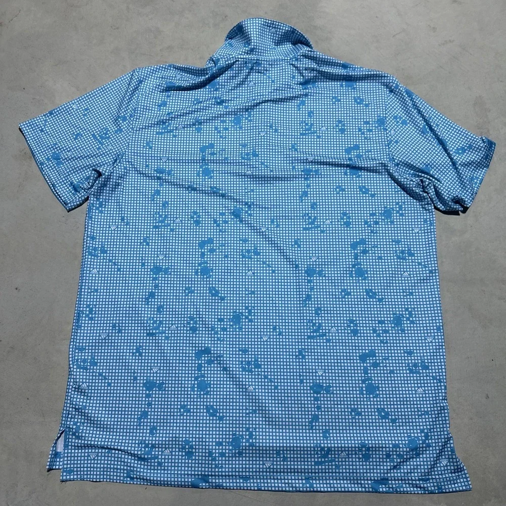 Adidas Golf Blue Night Camo Print Shirt Men's SZ XL Polo Collared Lightweight