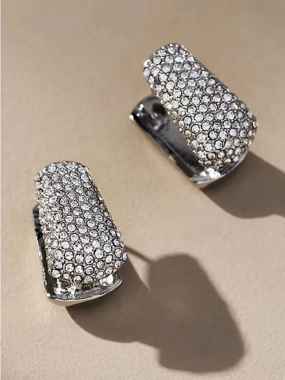 Anthropologie Mini Glitz Huggie Hoop Silver Earrings