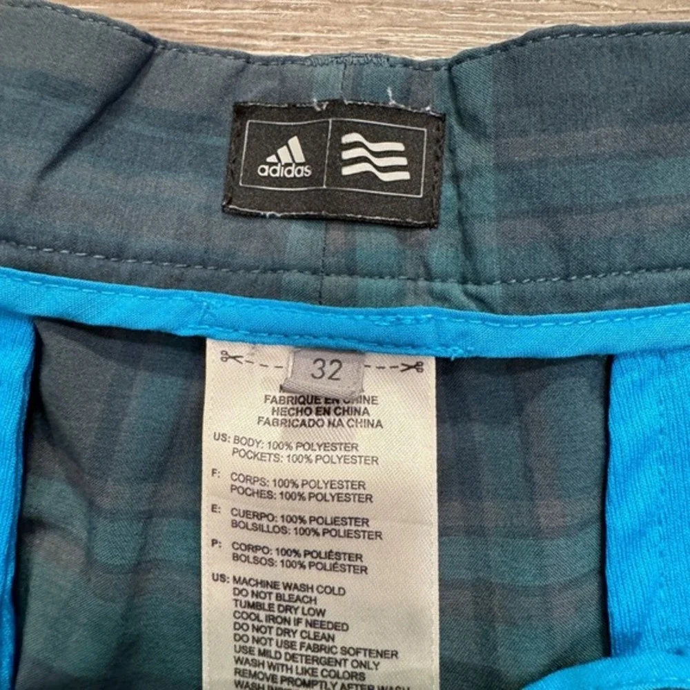 Adidas Shorts Mens 32 Blue Plaid Golf 8.5