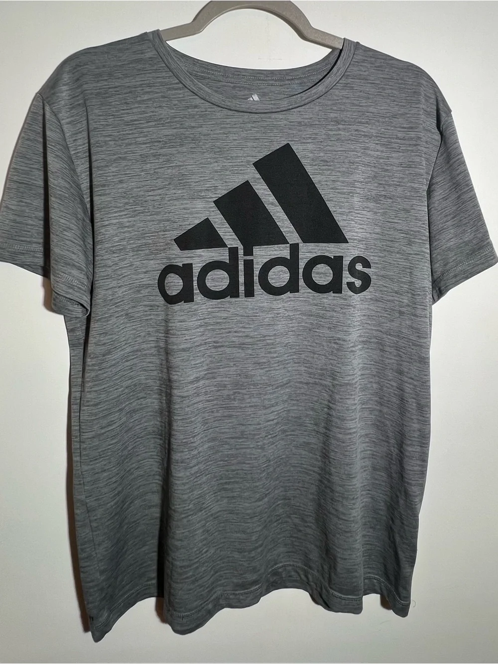Adidas Gray Heather Tee with Black Logo Boy’s XL (18/20)
