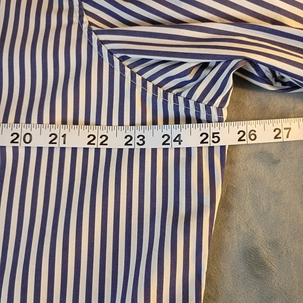 Banana Republic Slim Fit Mens XL Blue White Striped Button Down Dress Shirt 17.5