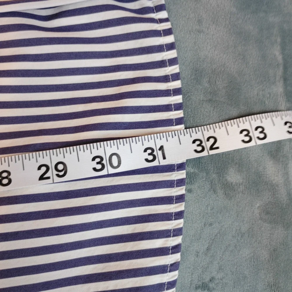 Banana Republic Slim Fit Mens XL Blue White Striped Button Down Dress Shirt 17.5