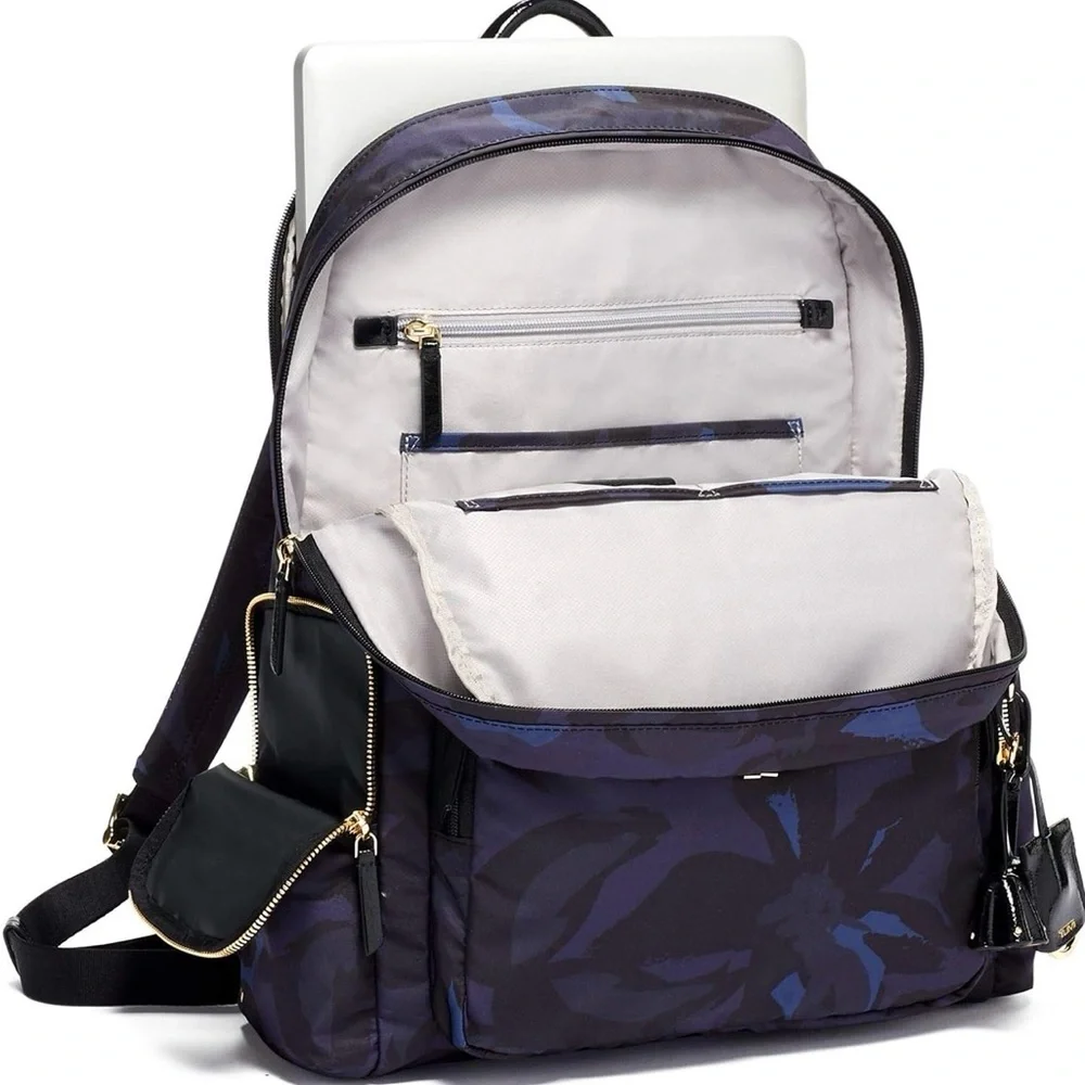 Tumi Navy and Black Floral Print Backpack