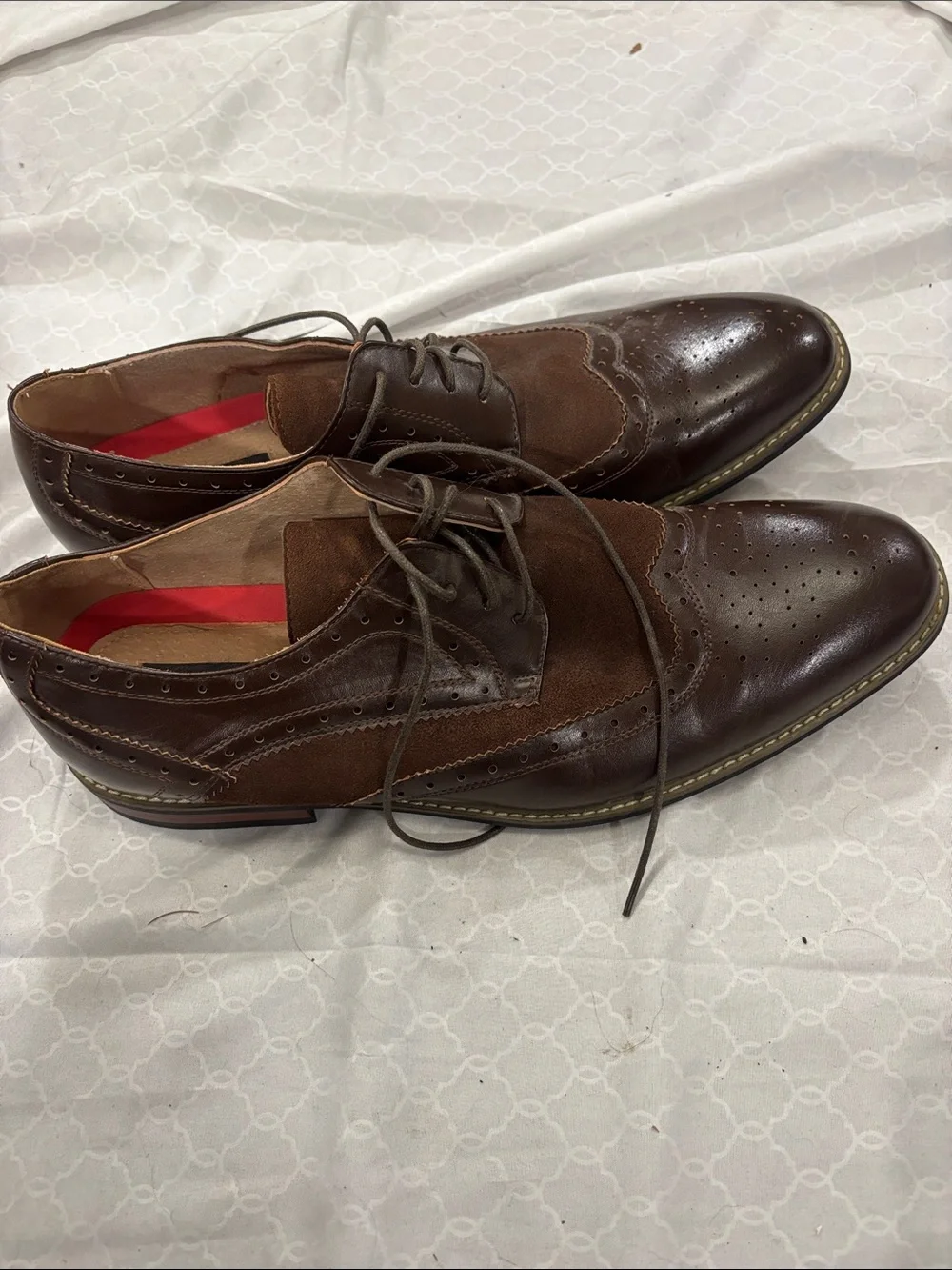 Bruno Marc Men's Brown Two-Tone Wingtip Oxfords