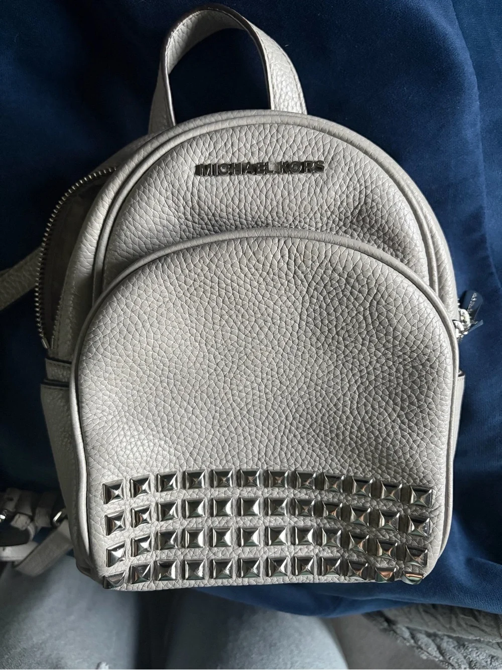 Michael Kors Silver Studded Mini Backpack Abbey Grey