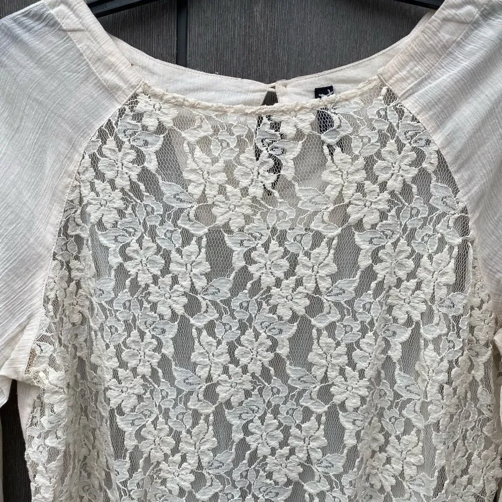 Free People Sheer Lace‎ Top With Fringe