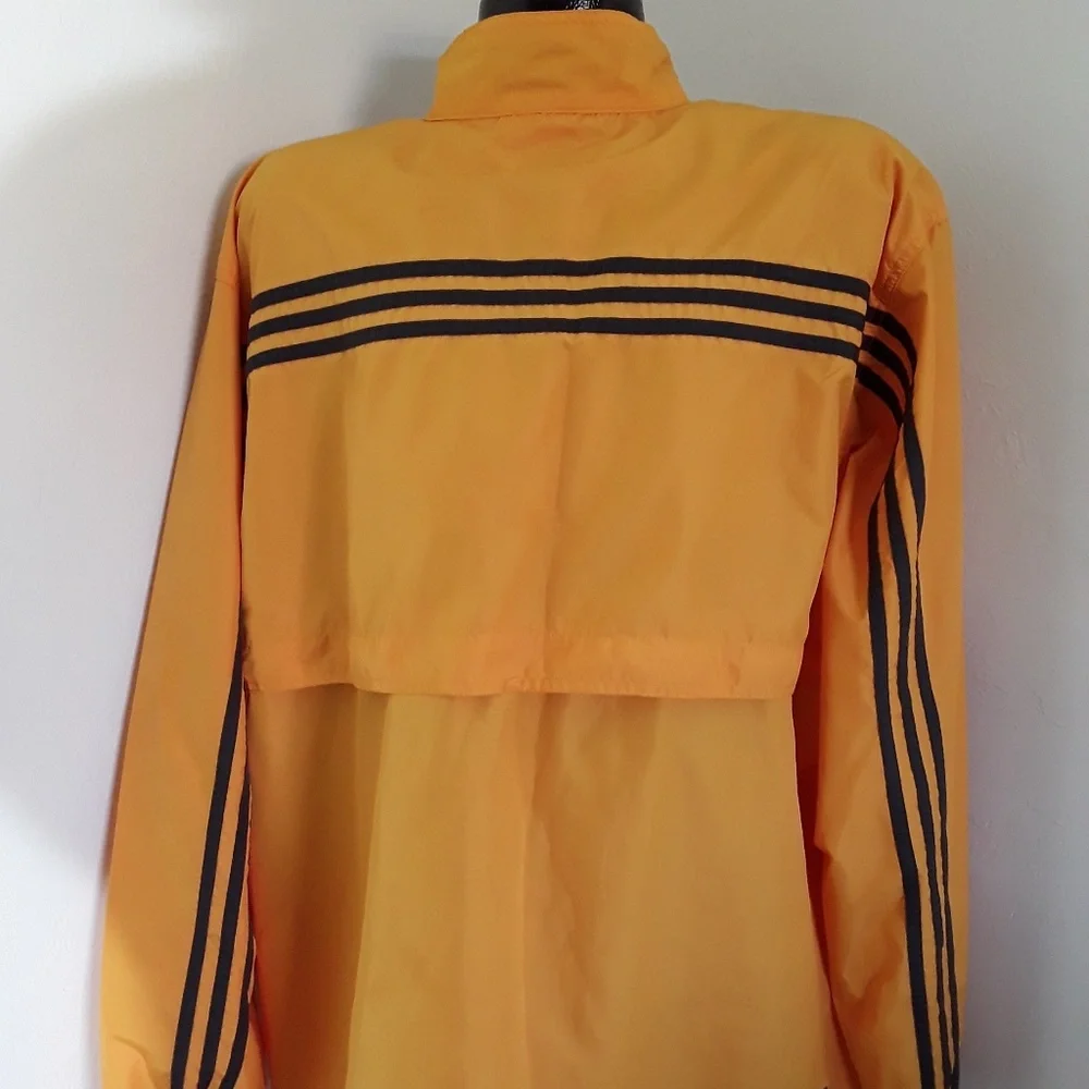 Vintage Adidas men  orange long sleeve polyester jacket snap size XL