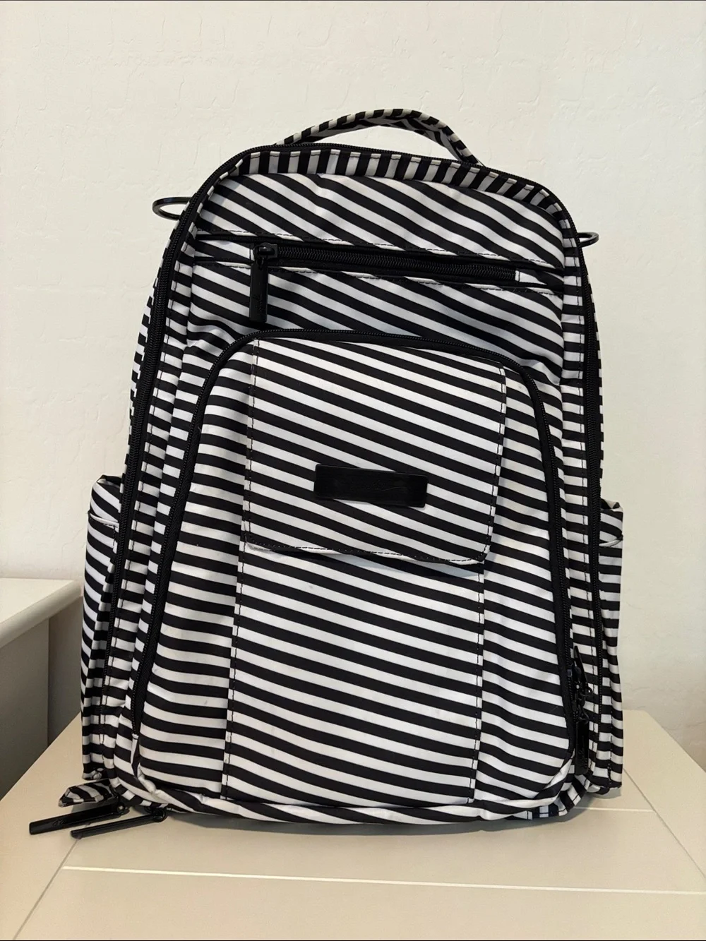 Ju-Ju-Be Black & White Striped Diaper Backpack