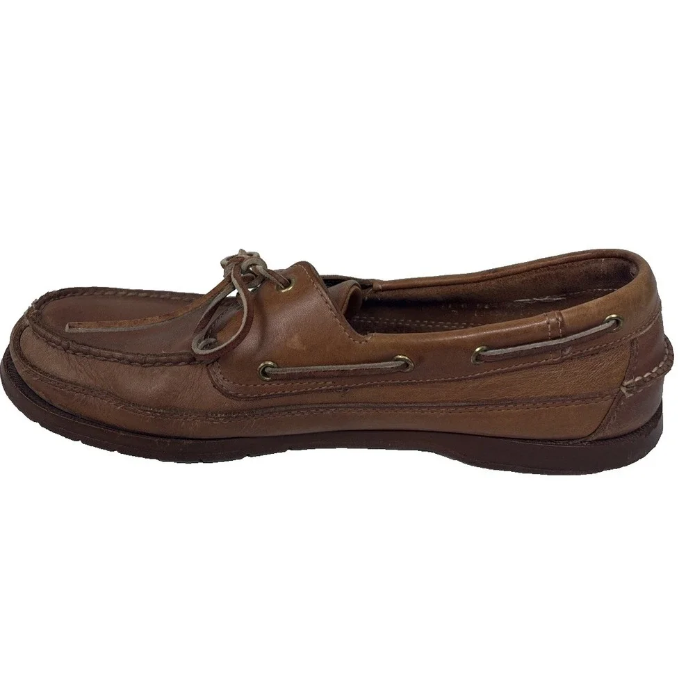 Sebago Docksides Waxed Leather Boat Shoes Schooner Mens 11N Brown Preppy