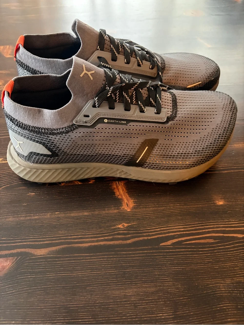 Brand new Men's Gray Flux Footwear Adapt Trail Runner with Orange Heel Tab