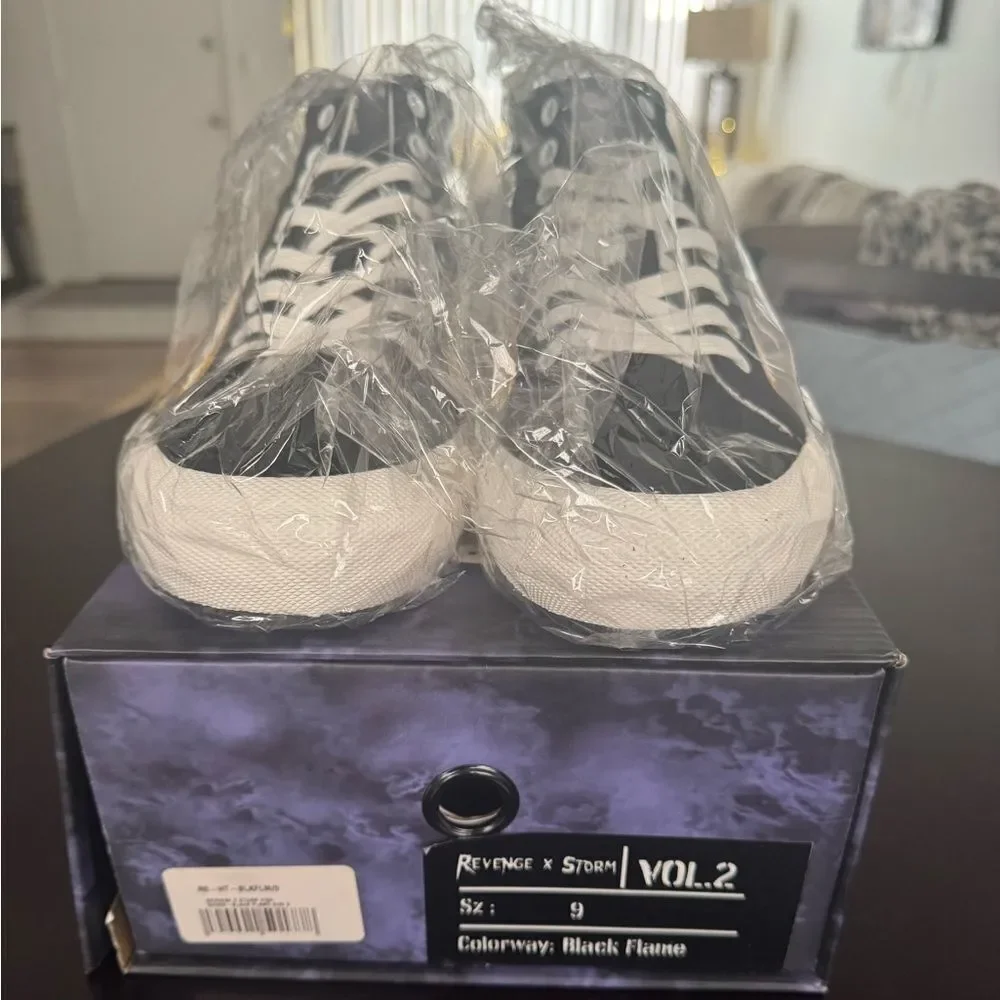 Revenge x Storm High Top Black Flame Sneakers