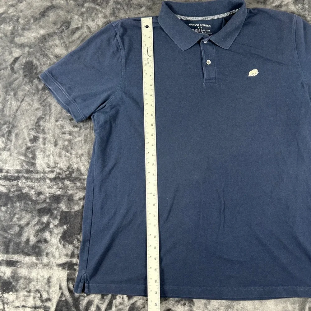 Banana Republic Pique Polo Mens XL Navy Blue Organic Cotton Elephant Logo
