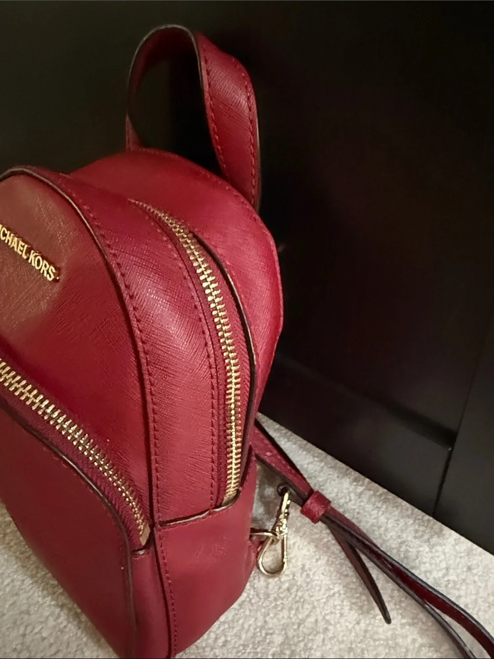 Michael Kors Burgundy Mini Backpack with Heart Patch