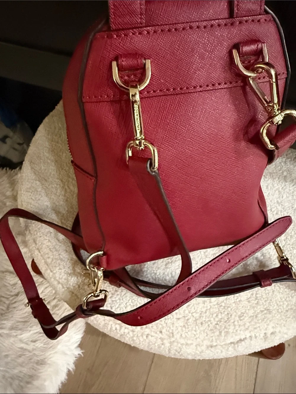 Michael Kors Burgundy Mini Backpack with Heart Patch