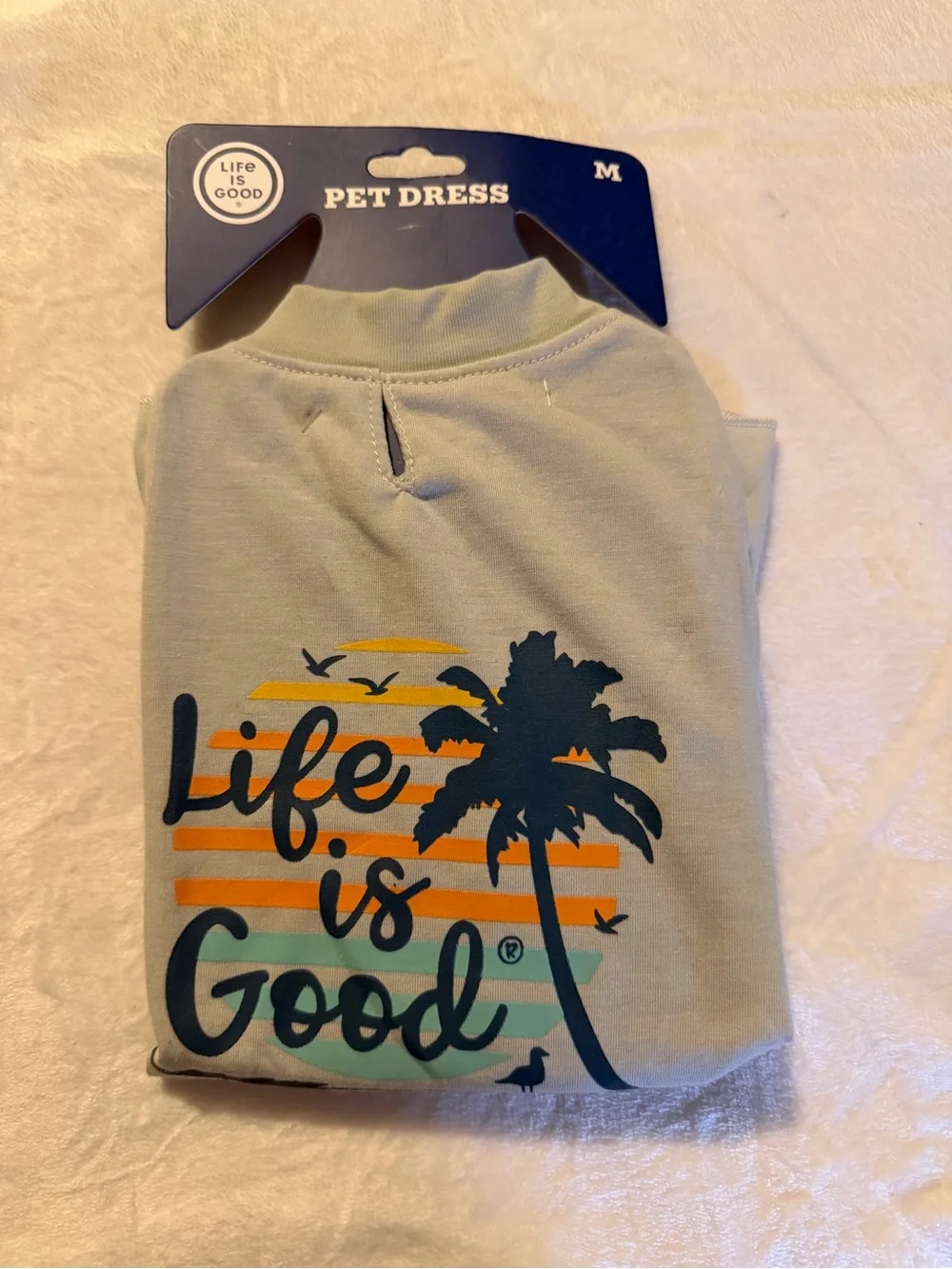 Life is Good Pet Dress in Light Sage with Navy Graphic Size Medium NEW