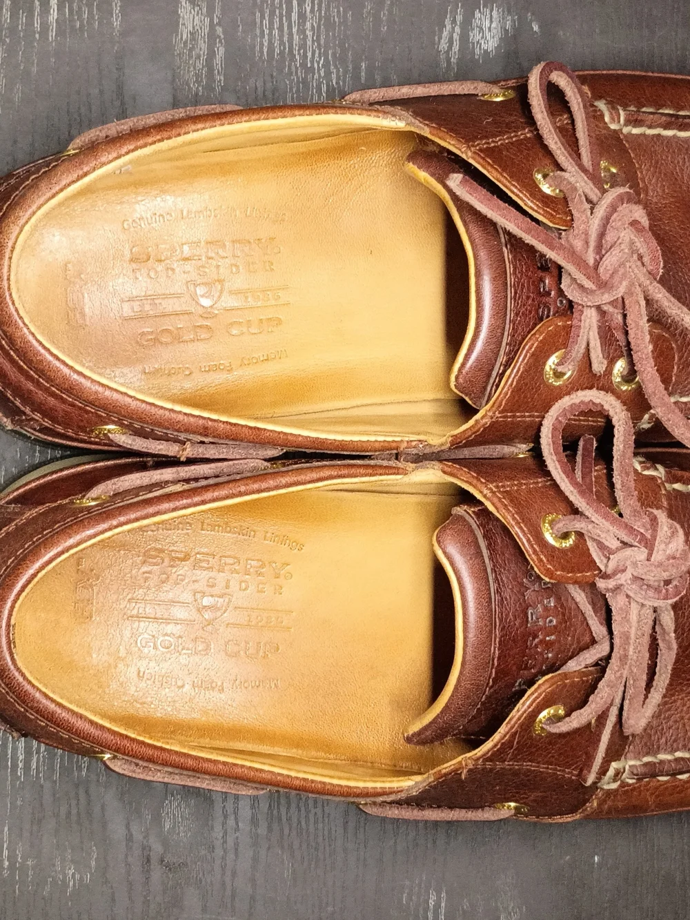 Wide GOLD CUP Men's 10 Sperry Brown Leather Moc Toe Boat Shoes.
