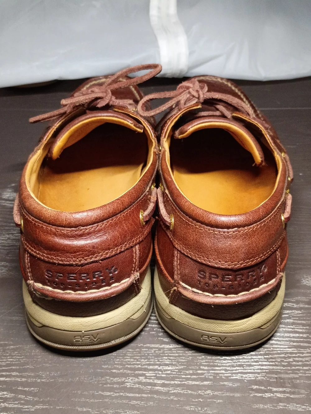Wide GOLD CUP Men's 10 Sperry Brown Leather Moc Toe Boat Shoes.