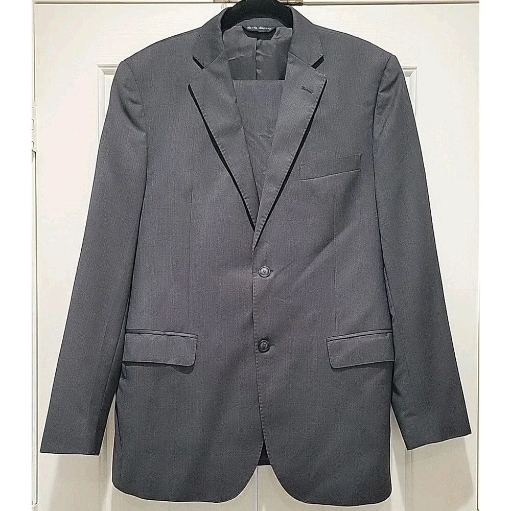 Ermenegildo Zegna Mens Charcoal Gray Jacket Wool and Silk 42R Italian Saks Fifth