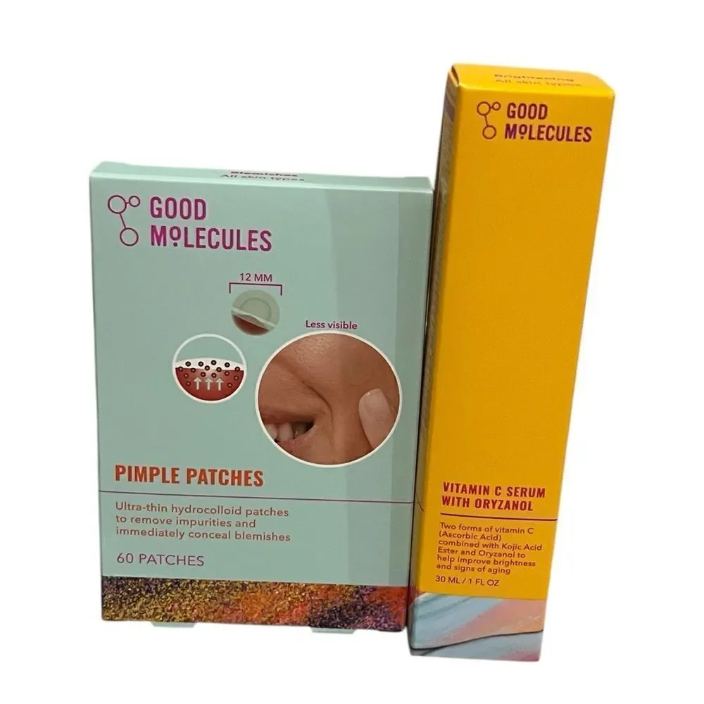 Good Molecules Pimple Patches + Vitamin C Serum with Oryzanol Bundle, New