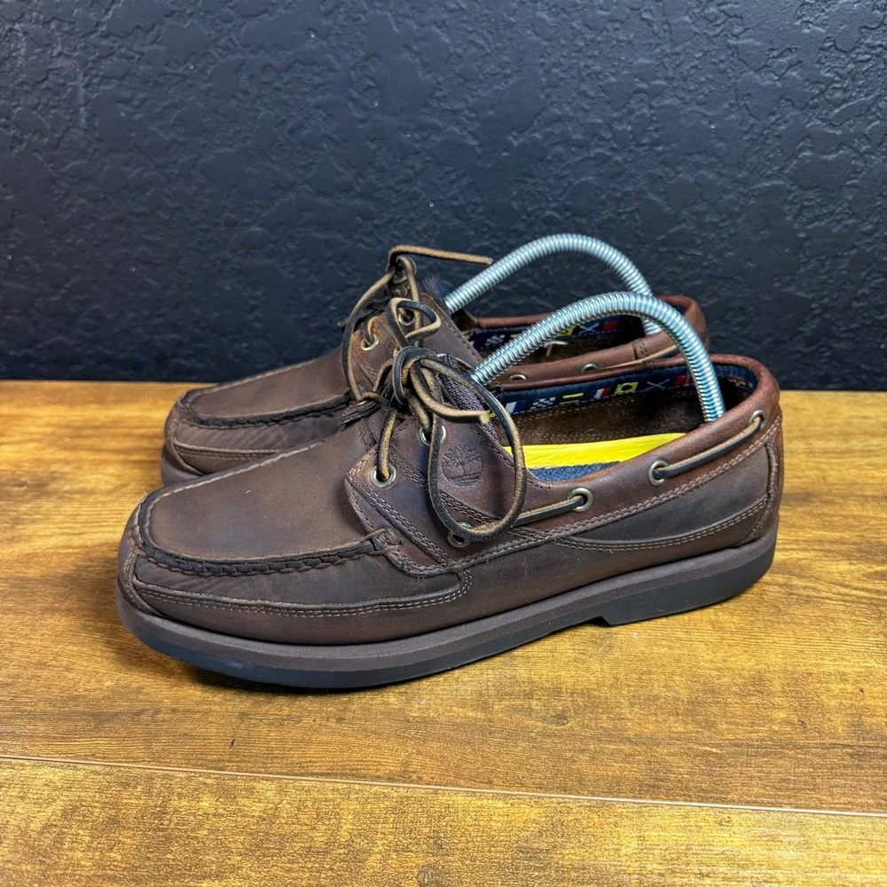 Timberland 71024 Brown Genuine Leather Boat Shoes Mens 8M