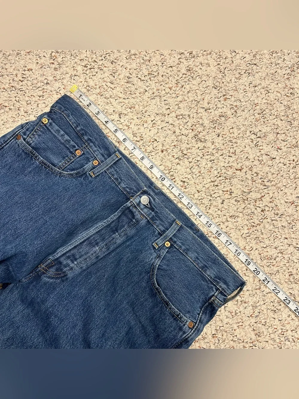 Levi’s Premium Mens 501 Button-Fly Straight Fit Blue Jeans 38x34 Big E