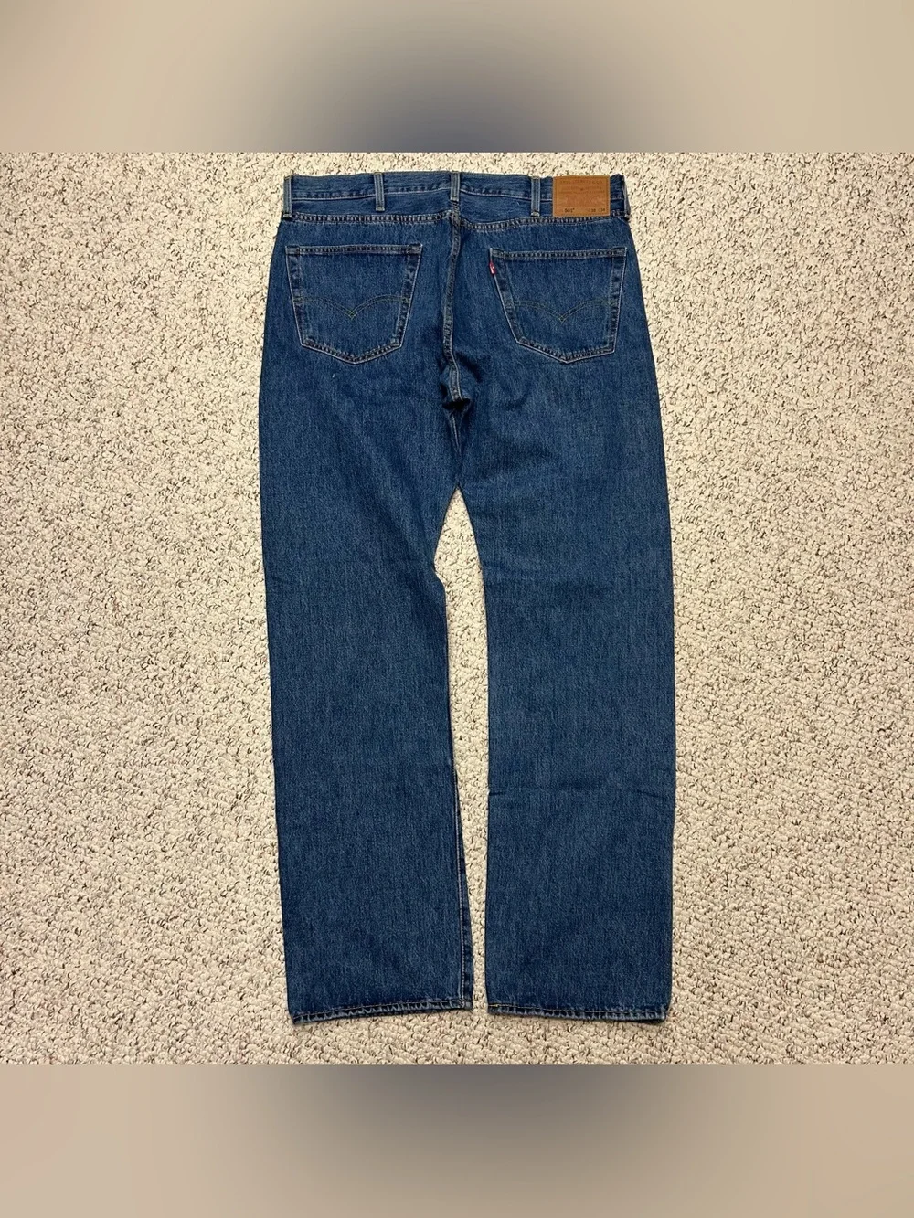 Levi’s Premium Mens 501 Button-Fly Straight Fit Blue Jeans 38x34 Big E