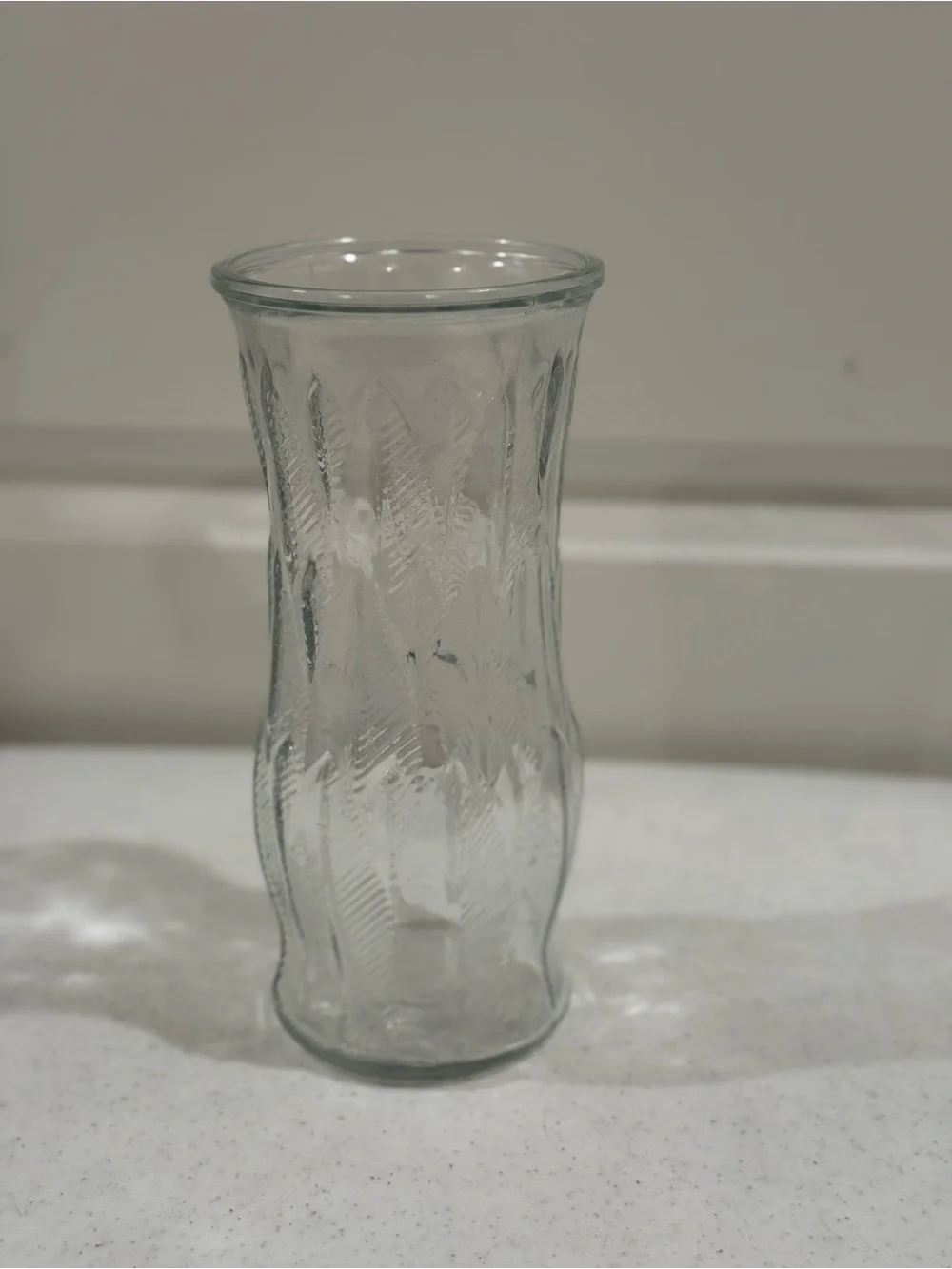 Clear Textured Glass Vase ~ Measurements 9”L x 4” W