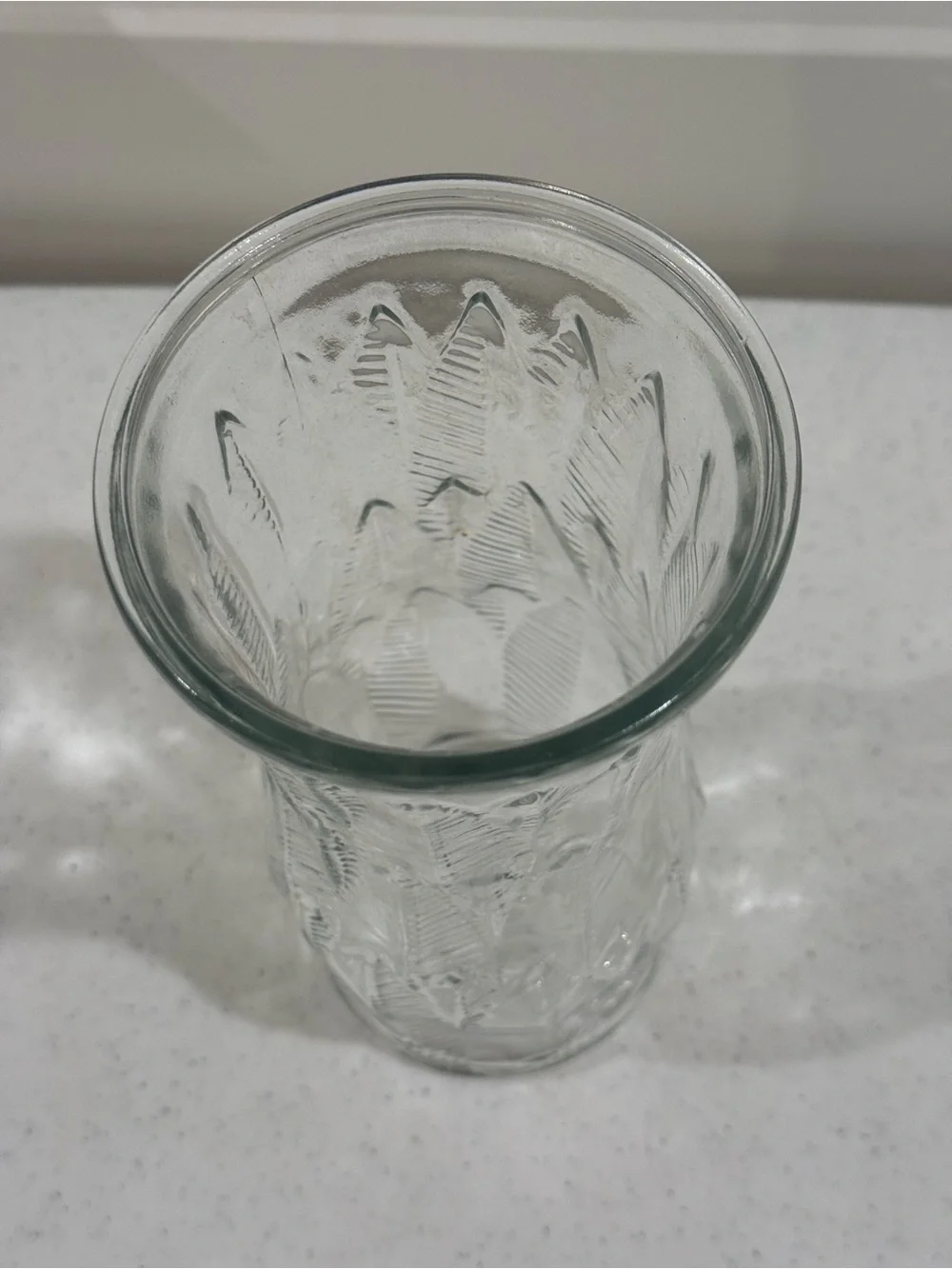 Clear Textured Glass Vase ~ Measurements 9”L x 4” W