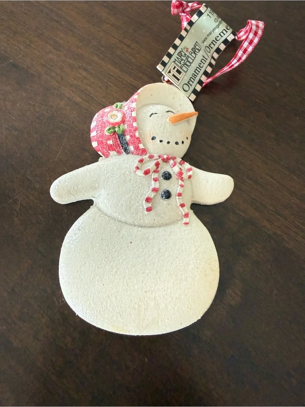 Mary Engelbreit 1997 Snowman Christmas Ornament w/ Tag Holiday Decor