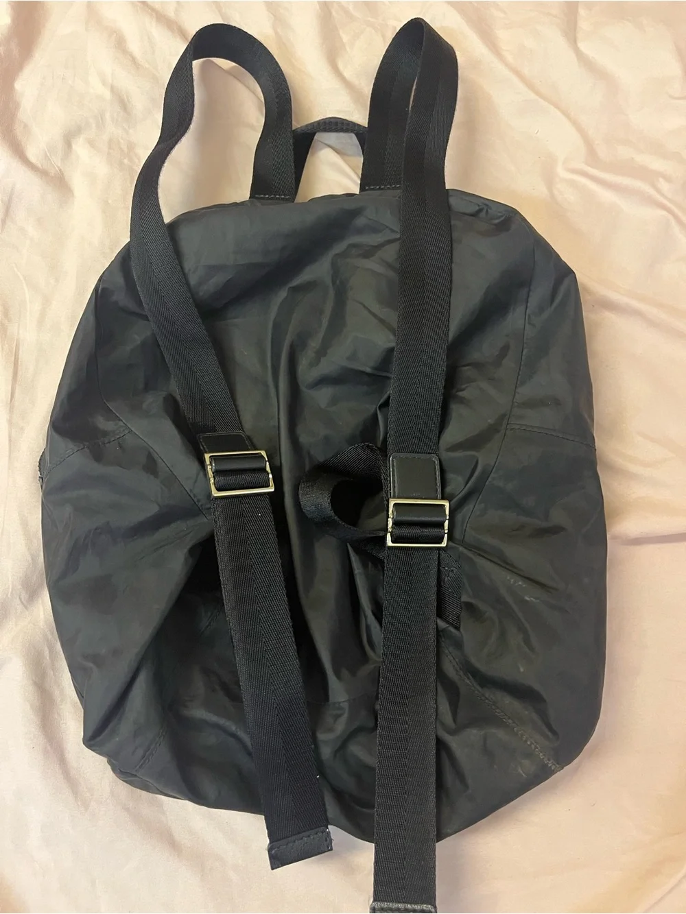 kate spade black nylon backpack with gold logo