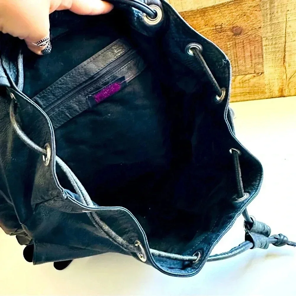 Unisex Vintage Merlin Lederwerkstatt Large Leather Backpack