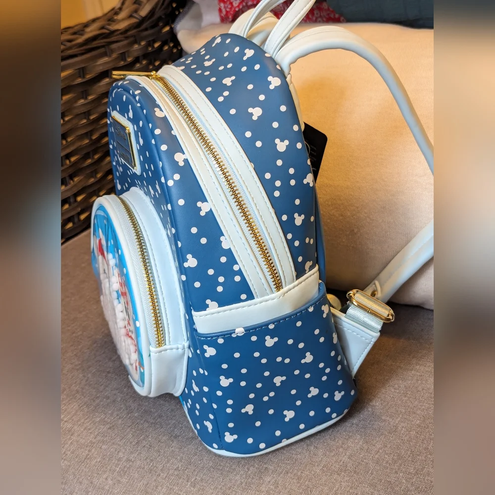 Disney Loungefly Mickey & Minnie Mouse Snowman Snow globe bag backpack