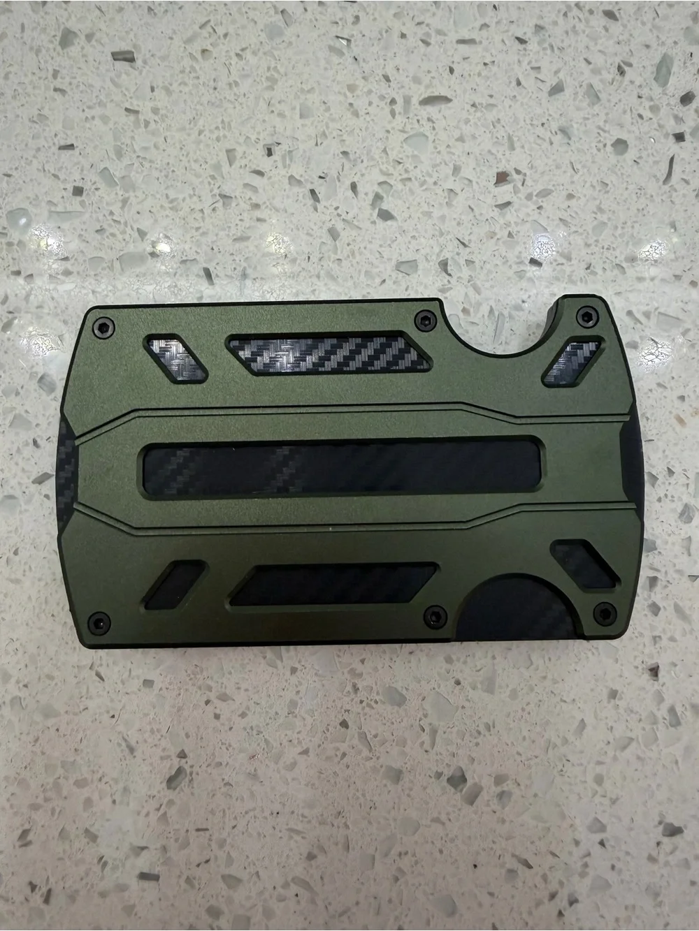 Slim Tactical RFID Wallet in Olive Green with Carbon Accents
