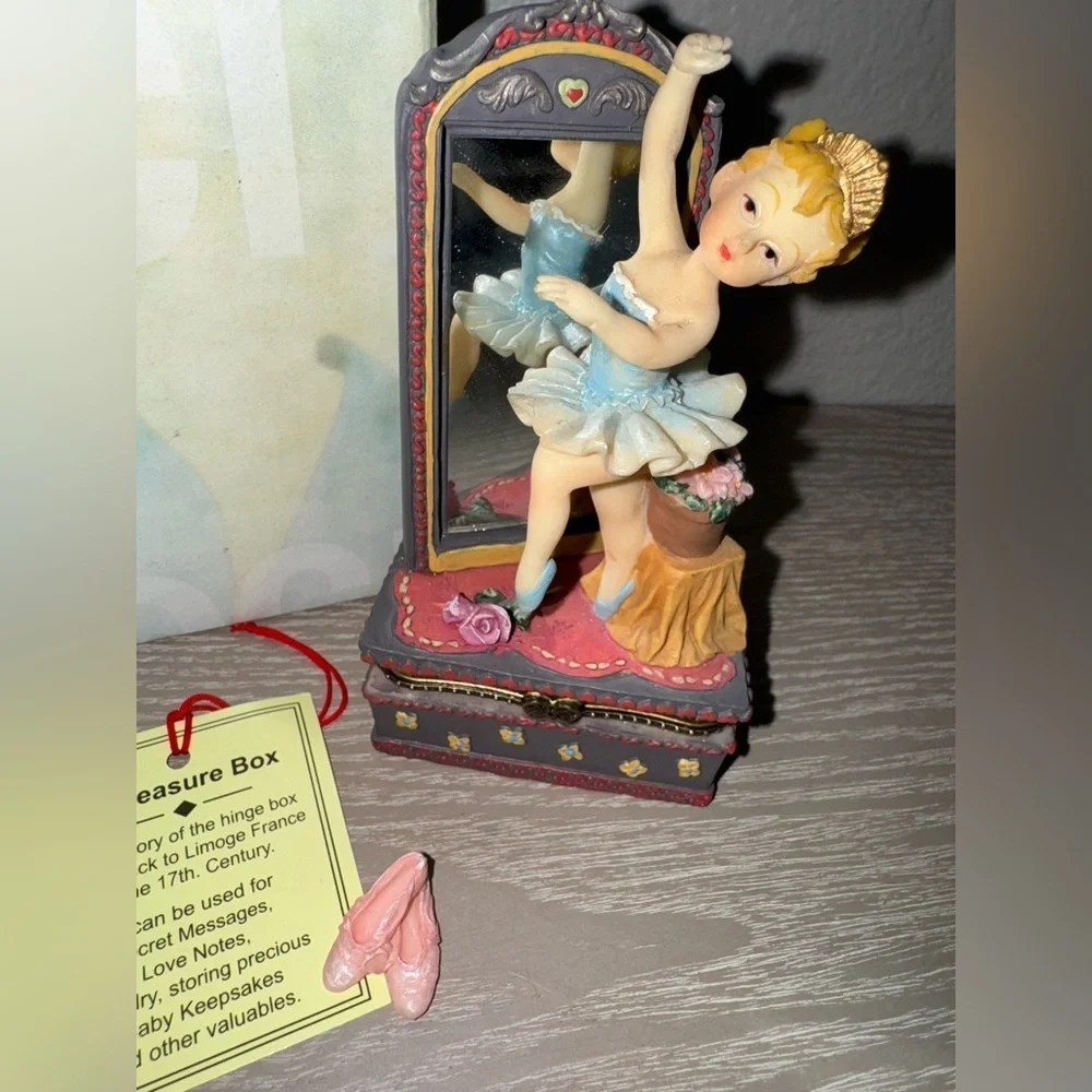 Vintage Metal Trinket Box ballerina dancer