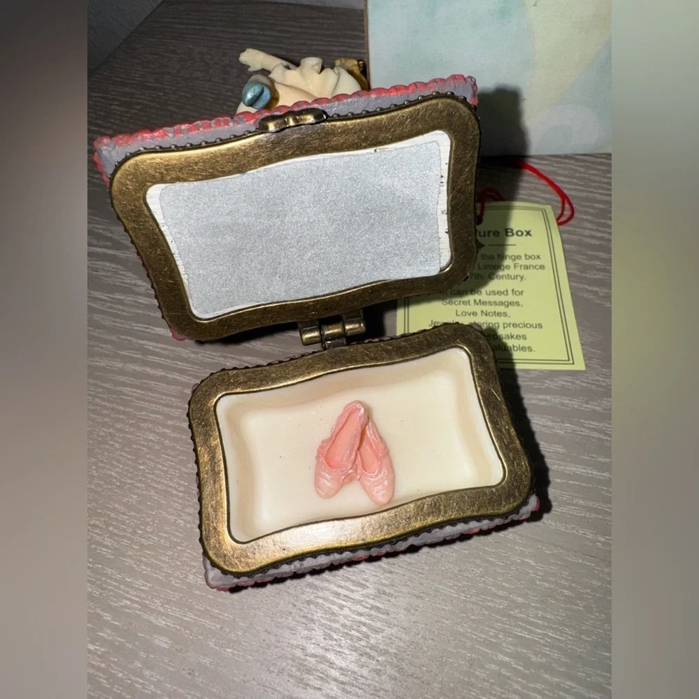Vintage Metal Trinket Box ballerina dancer