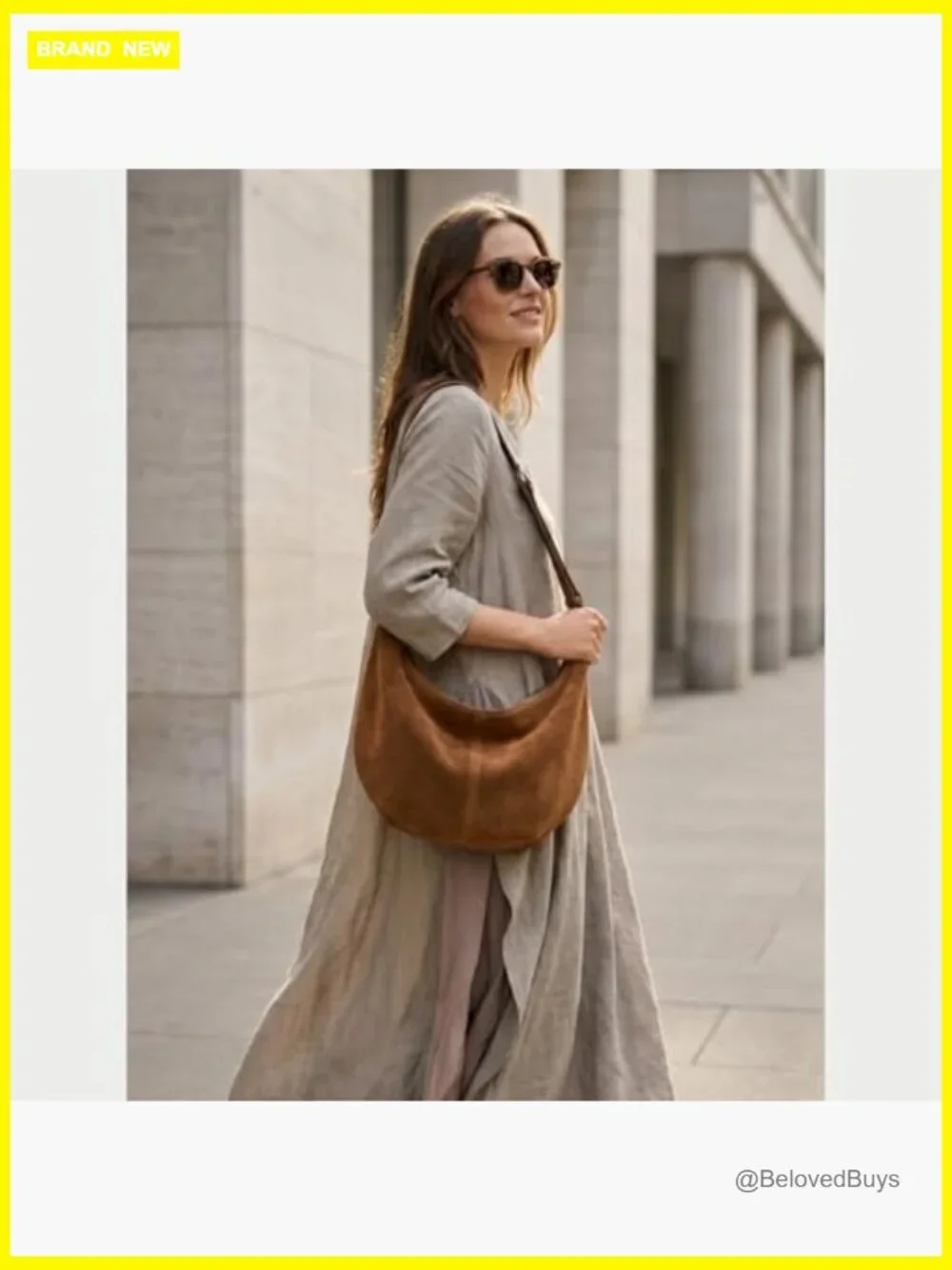 Faux Suede Hobo Crossbody Bag with Zipper Closure